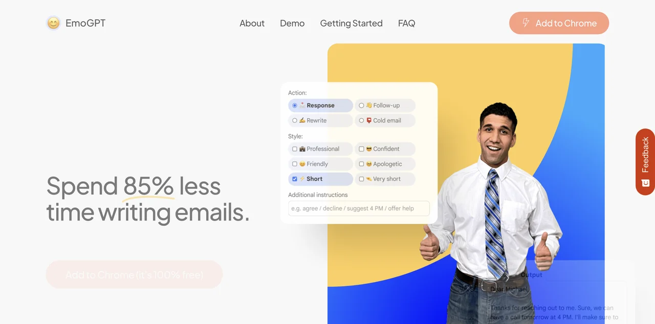 EmoGPT: The Free ChatGPT Email Writer for Gmail