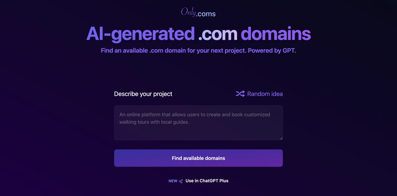 Find Your Perfect .com Domain with OnlyComs