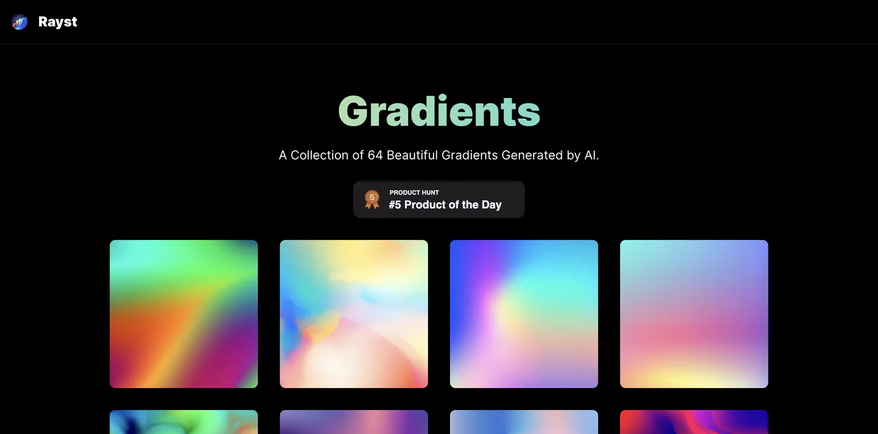 Discover Rayst Gradients: 64 Free AI-Generated Gradients