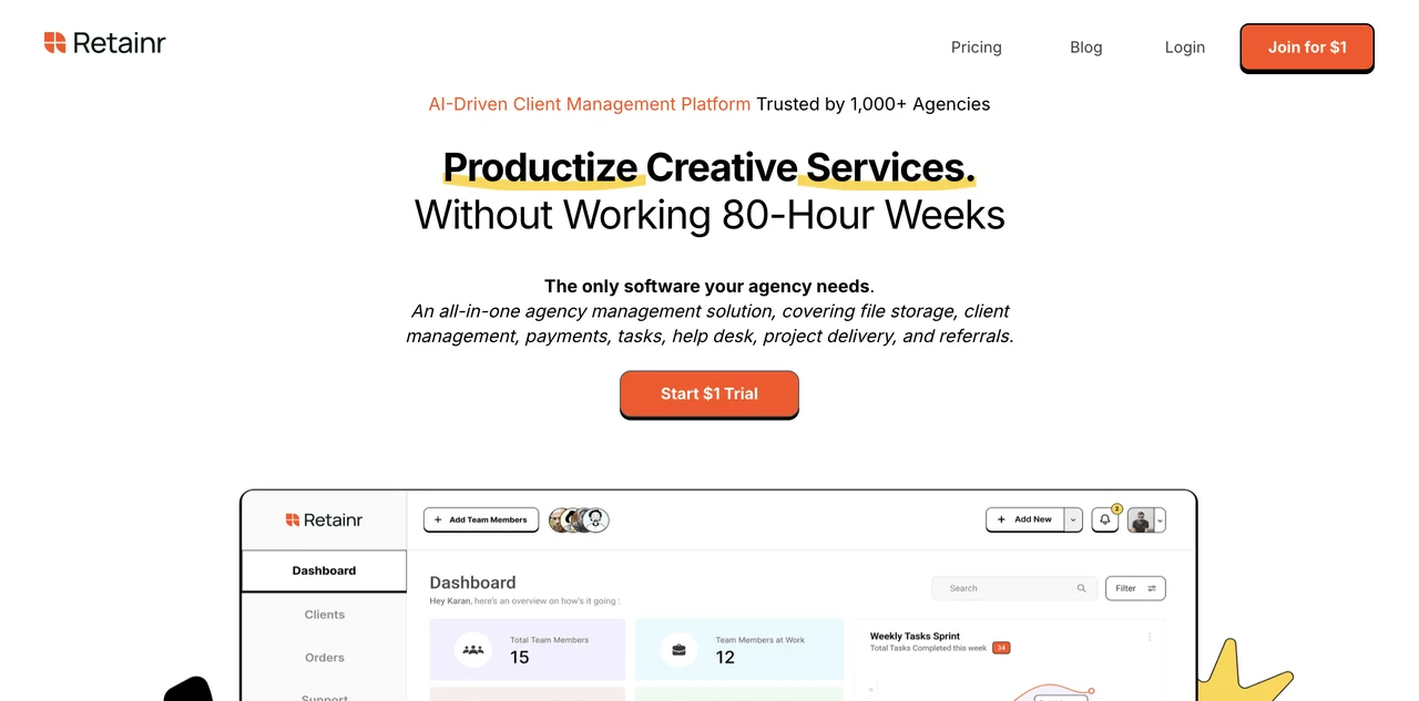 Retainr: All-in-One Agency Management Software for Creative People