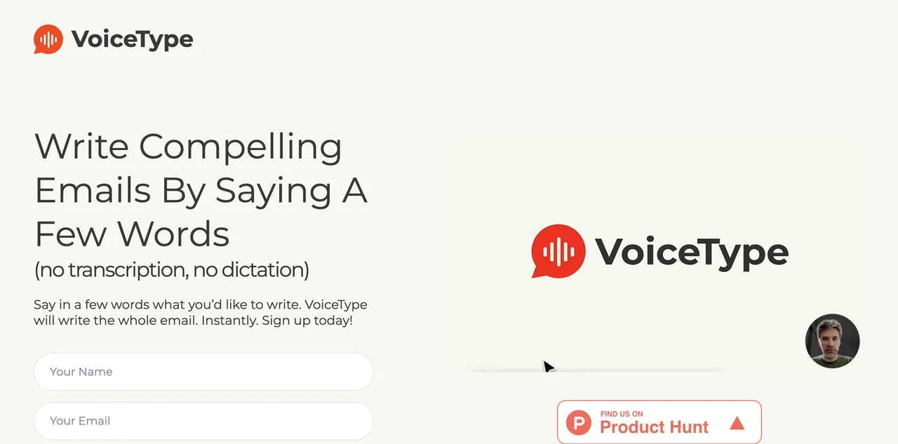 VoiceType: Effortlessly Write Emails with Your Voice