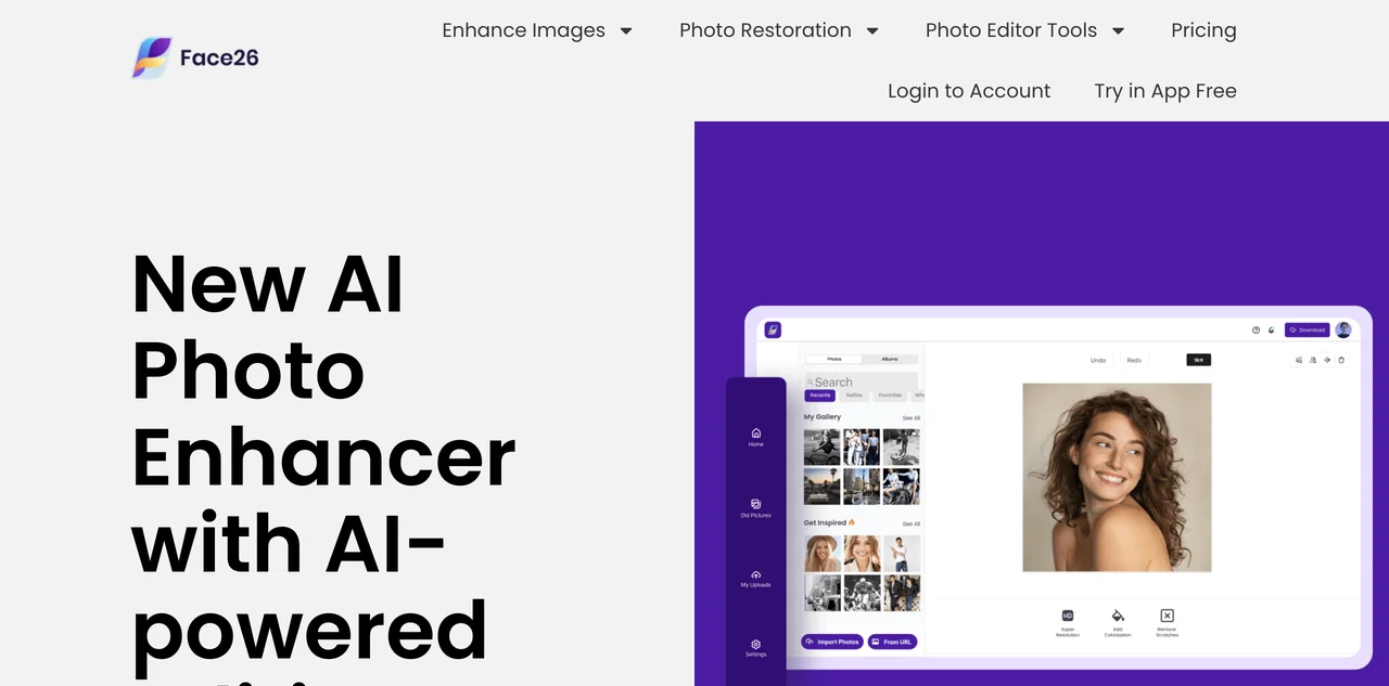 Face26 - The Best Free Online AI Photo Enhancer App