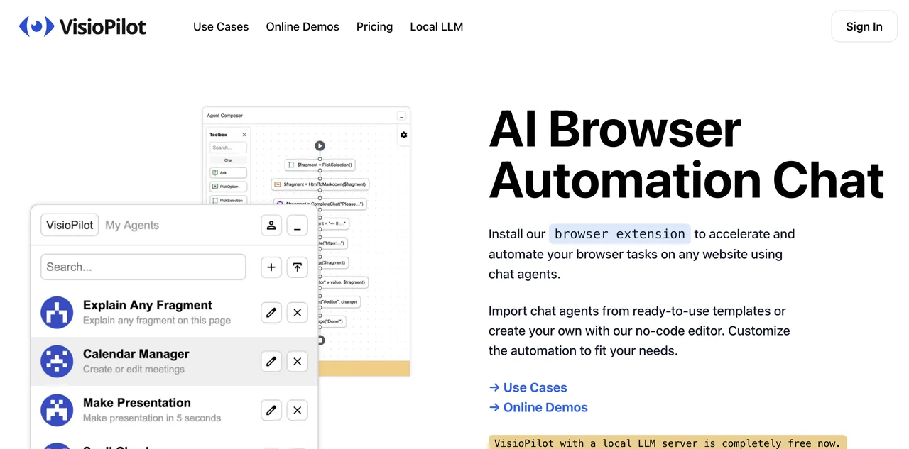 VisioPilot: Streamline Your Browsing with AI Automation