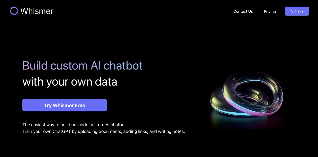 Whismer: Build Custom AI Chatbots with Your Own Data