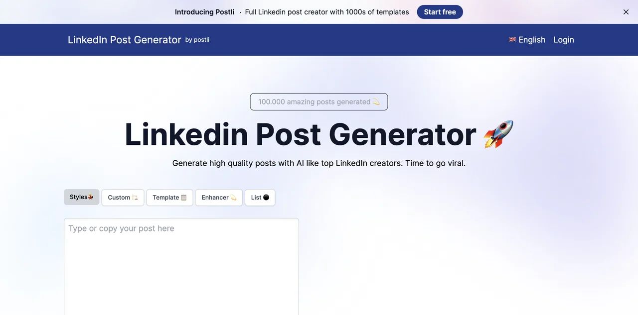 Postli: Your AI-Powered LinkedIn Post Generator