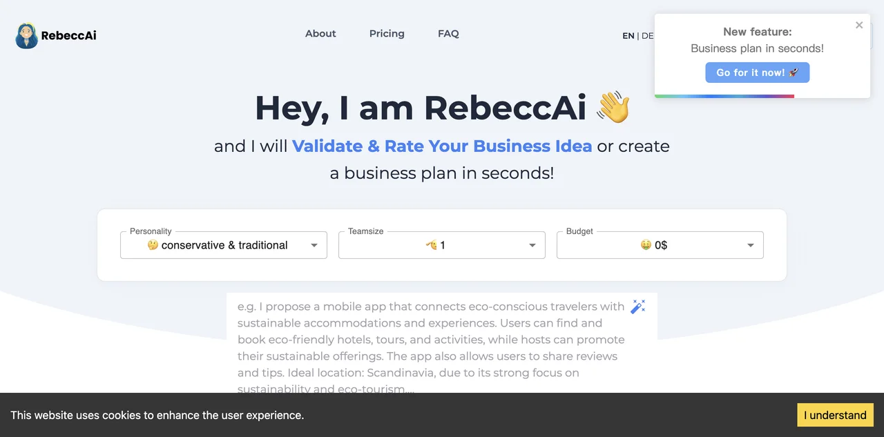 RebeccAi: AI-Powered Business Idea Evaluation Tool