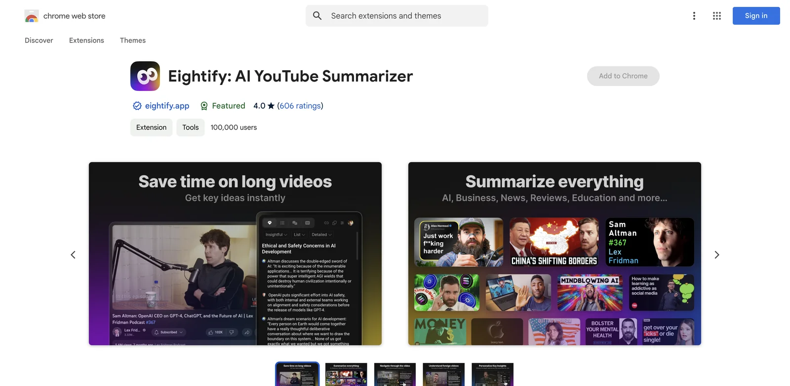 Eightify: AI YouTube Summarizerで動画を瞬時に要約