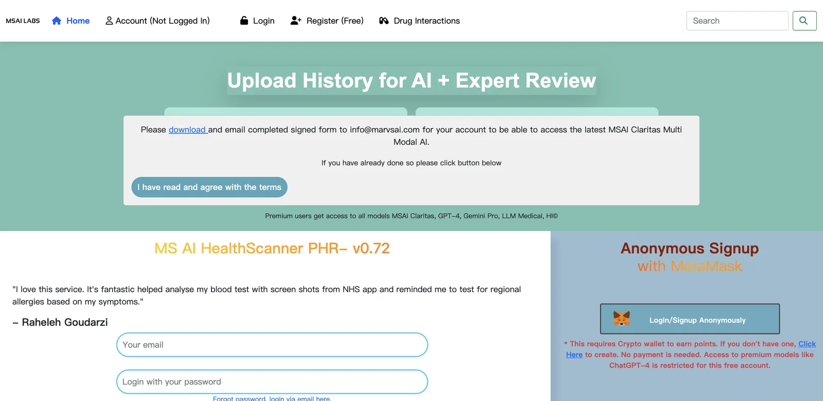 MS AI HealthScanner: Your Personal Health Management Tool