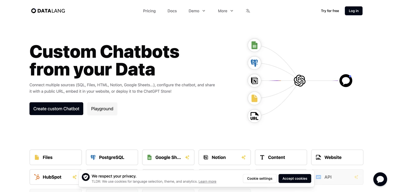 DataLang - Create Custom Chatbots from Your Data Easily