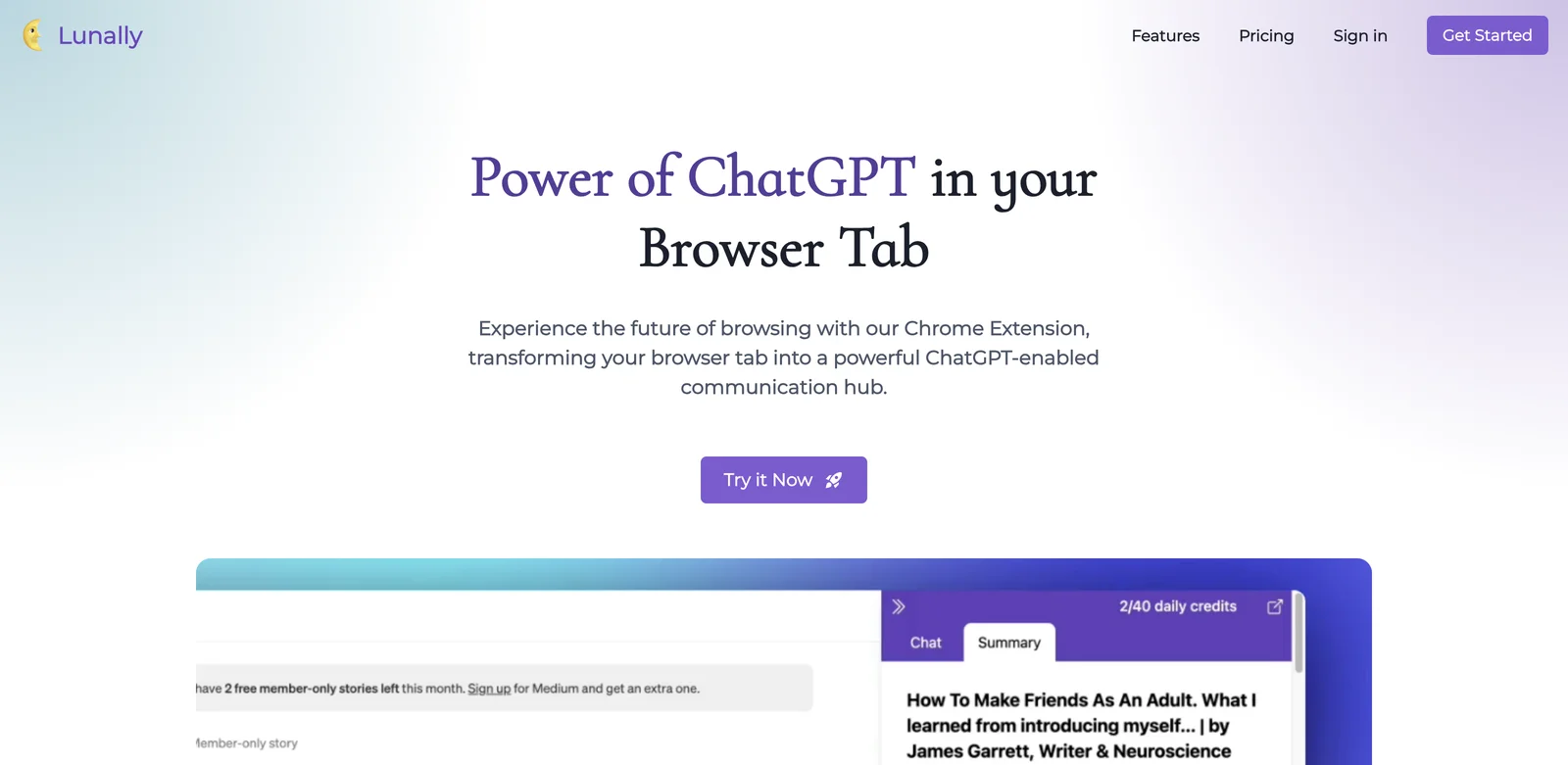 Lunally: Enhance Your Browsing with ChatGPT-Powered Summaries