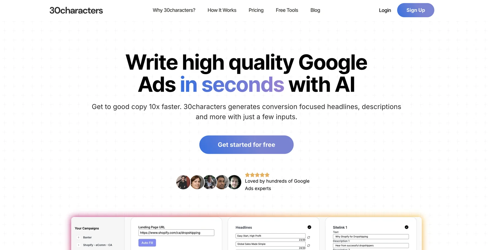 30characters - Tạo quảng cáo PPC và Google Ads nhanh gọn