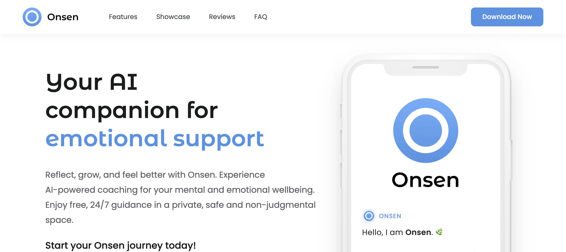 Onsen: Your AI Companion for Mental Wellbeing and Self-Discovery