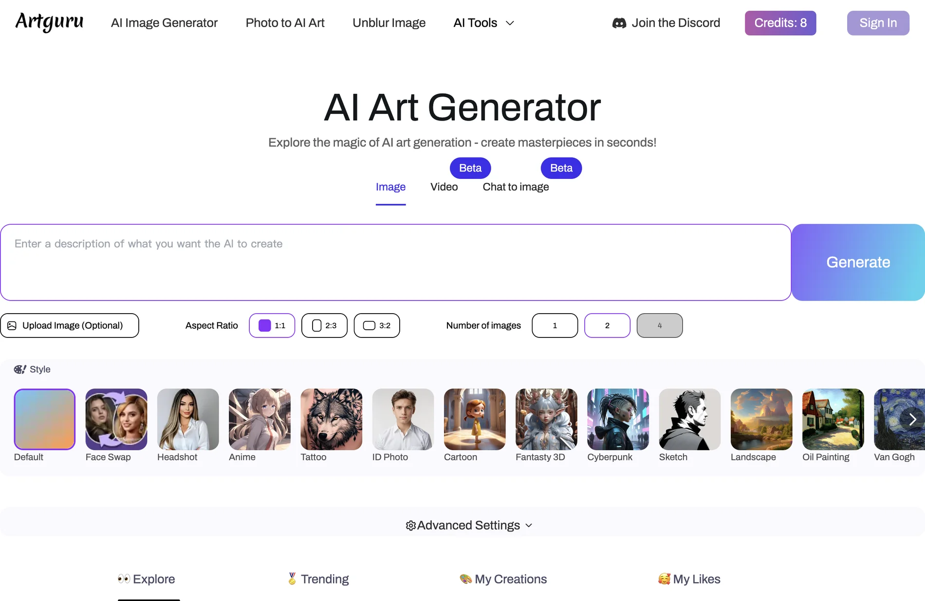 Artguru - Free Online AI Art Generator: Create AI Art from Text & Photo