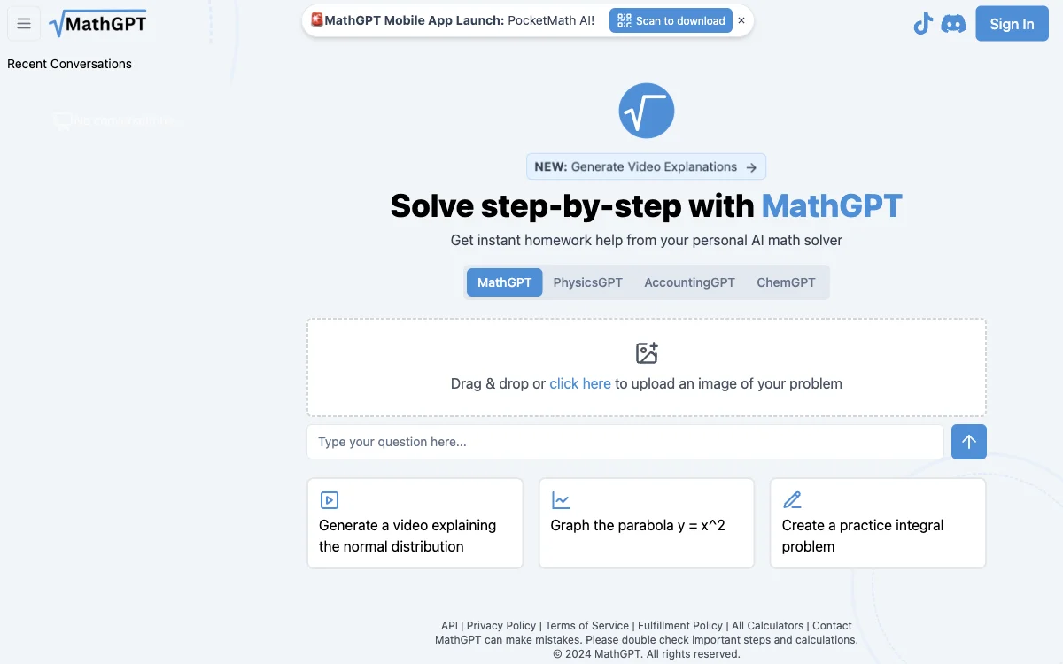 MathGPT: AI-Powered Math Solver & Homework Helper