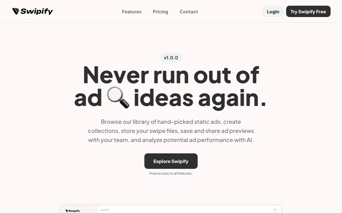 Swipify - Generate Endless Ad Ideas Effortlessly