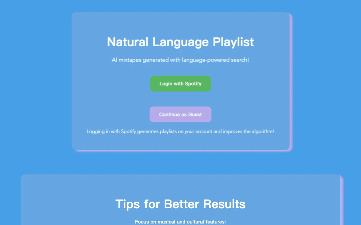 Natural Language Playlist: AI-Powered Mixtapes for Music Lovers