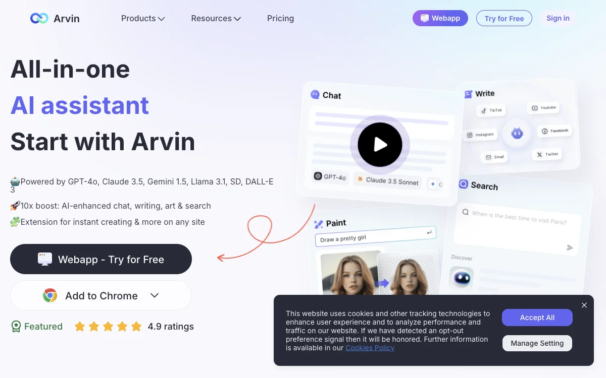 Arvin AI: The Best ChatGPT Chrome Extension Powered by GPT-4o