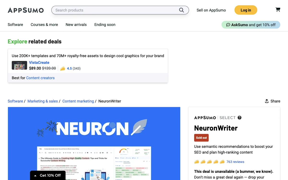 NeuronWriter - Viết nội dung tối ưu SEO | AppSumo