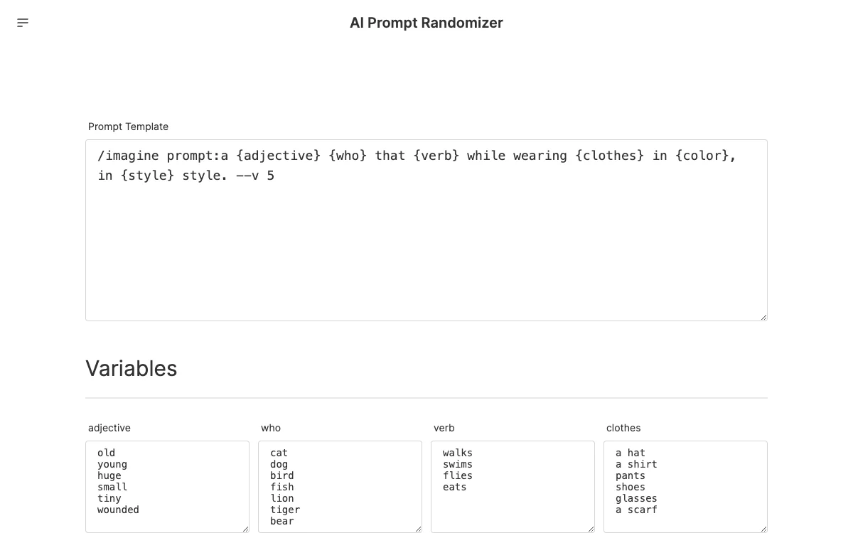 AI Prompt Randomizer：生成多样化提示的AI艺术创作工具