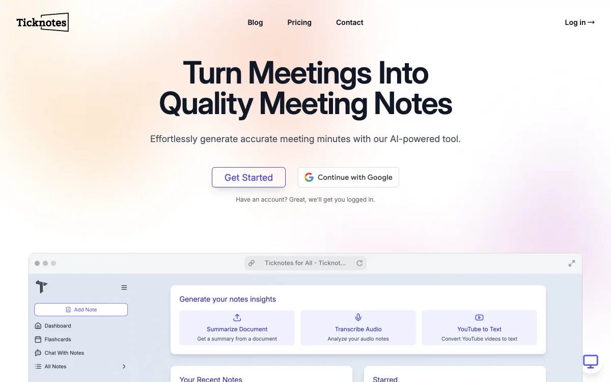 Ticknotes: AI Note Taker & Transcription Tools for Enhanced Productivity