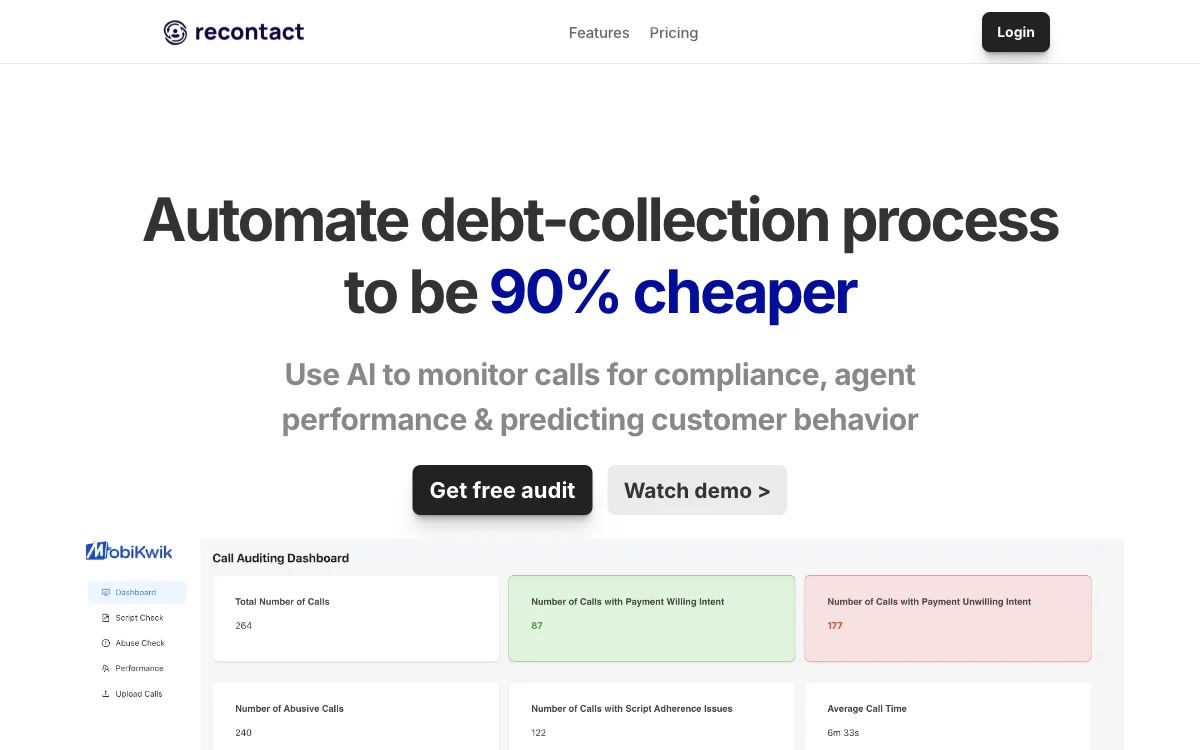 Recontact: AI-Powered Debt Collection Tool for Cost Savings and Efficiency