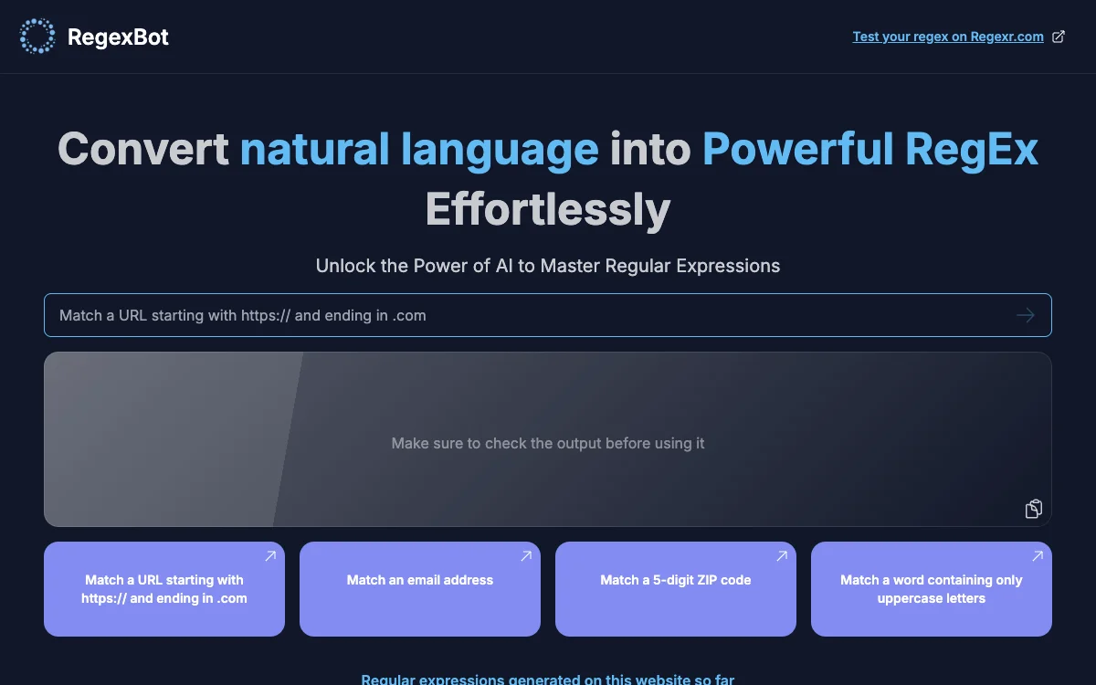 RegexBot: AI-Powered Regex Builder for Effortless Pattern Matching