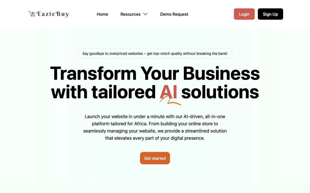 EazieBuy: AI-Powered Platform for Effortless Website Building and E-commerce in Africa