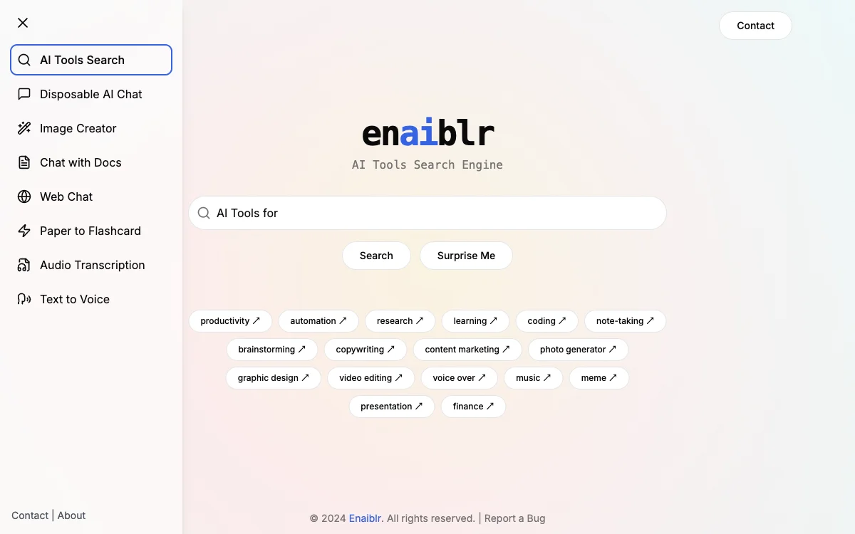 enaiblr - AI Tools Search Engine: Discover Your Ideal AI Tools