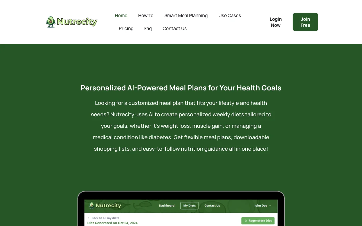 Nutrecity: AI-Powered Personalized Meal Plans for Optimal Health