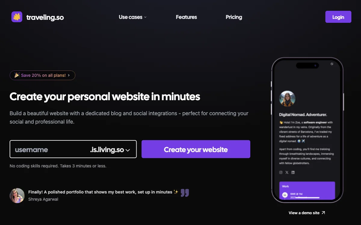 living.so: Create Your Personal Website in Minutes and Enjoy AI-Powered Features