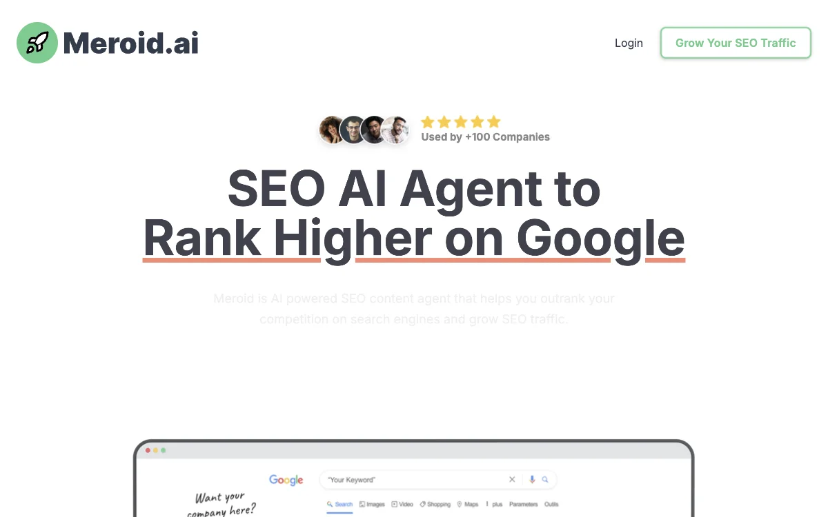 Meroid - Công cụ SEO AI để Xếp hạng Cao hơn trên Google