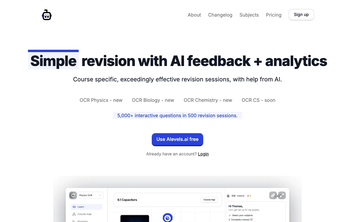 Alevels.ai: Transform Your Revision with AI Feedback