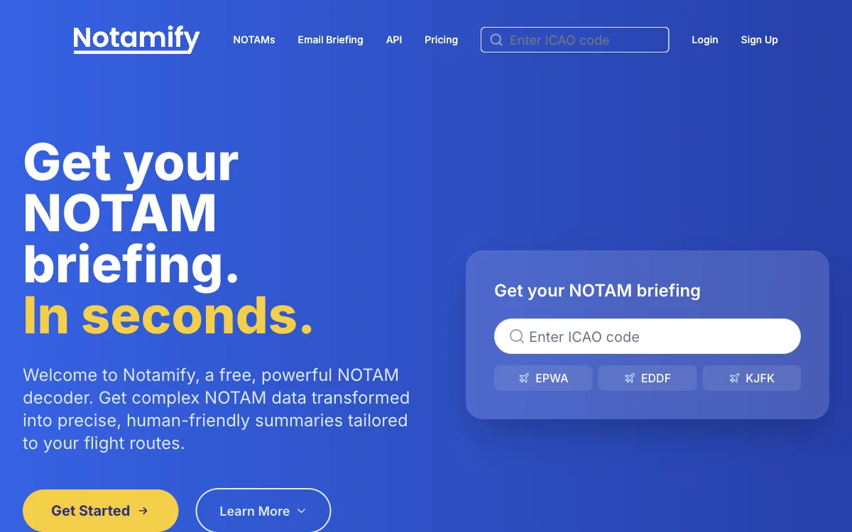 Notamify - Giải mã và tóm tắt NOTAMs miễn phí cho chuyến bay