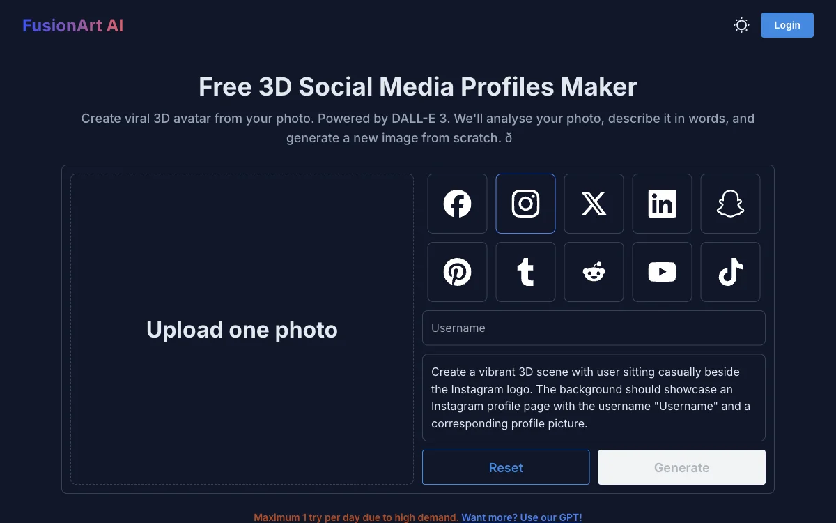 FusionArt AI: Create Stunning 3D Social Media Profiles for Free