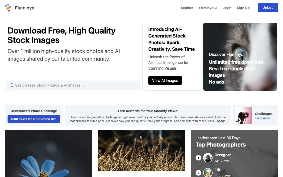 Flaminyo: Free High-Quality Stock & AI Images with Rewards