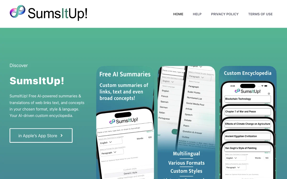 SumsItUp - ใช้ AI สรุป แปลงรูปแบบและแปล