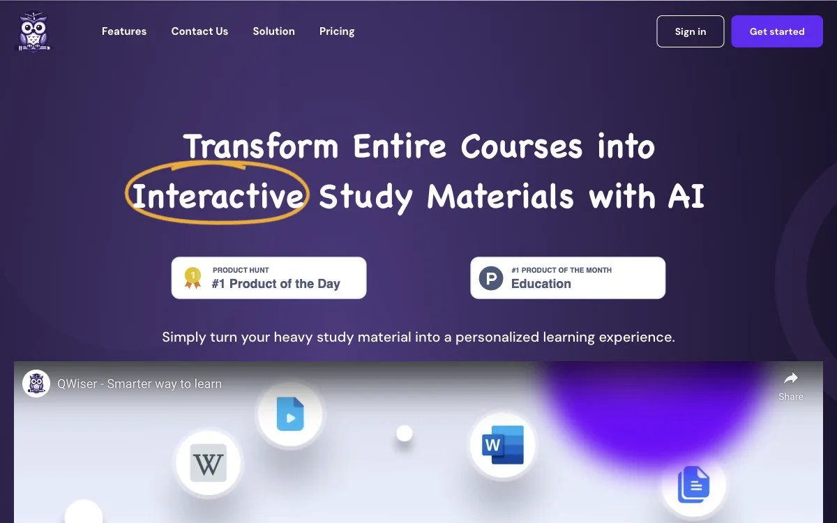 QWiser: AI-Powered Learning Platform for Transforming Study Materials