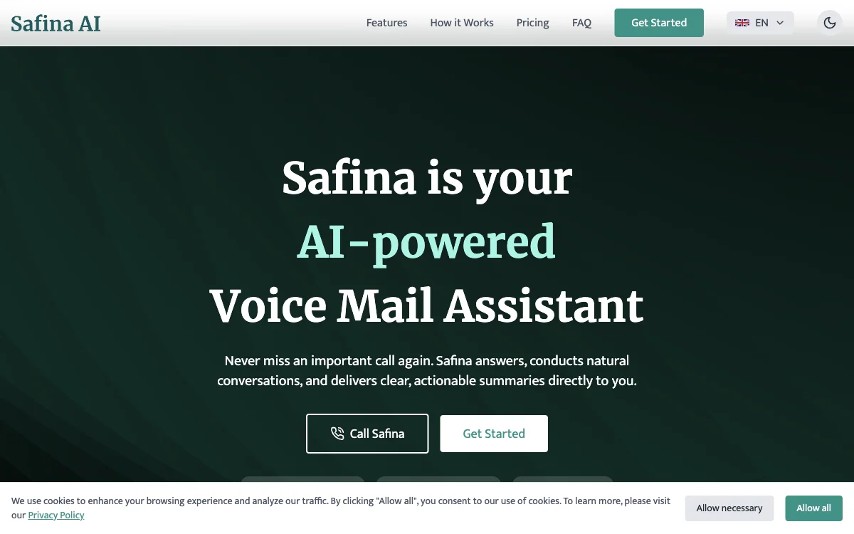 Safina AI - Boost je Productiviteit met AI-Voicemailassistent