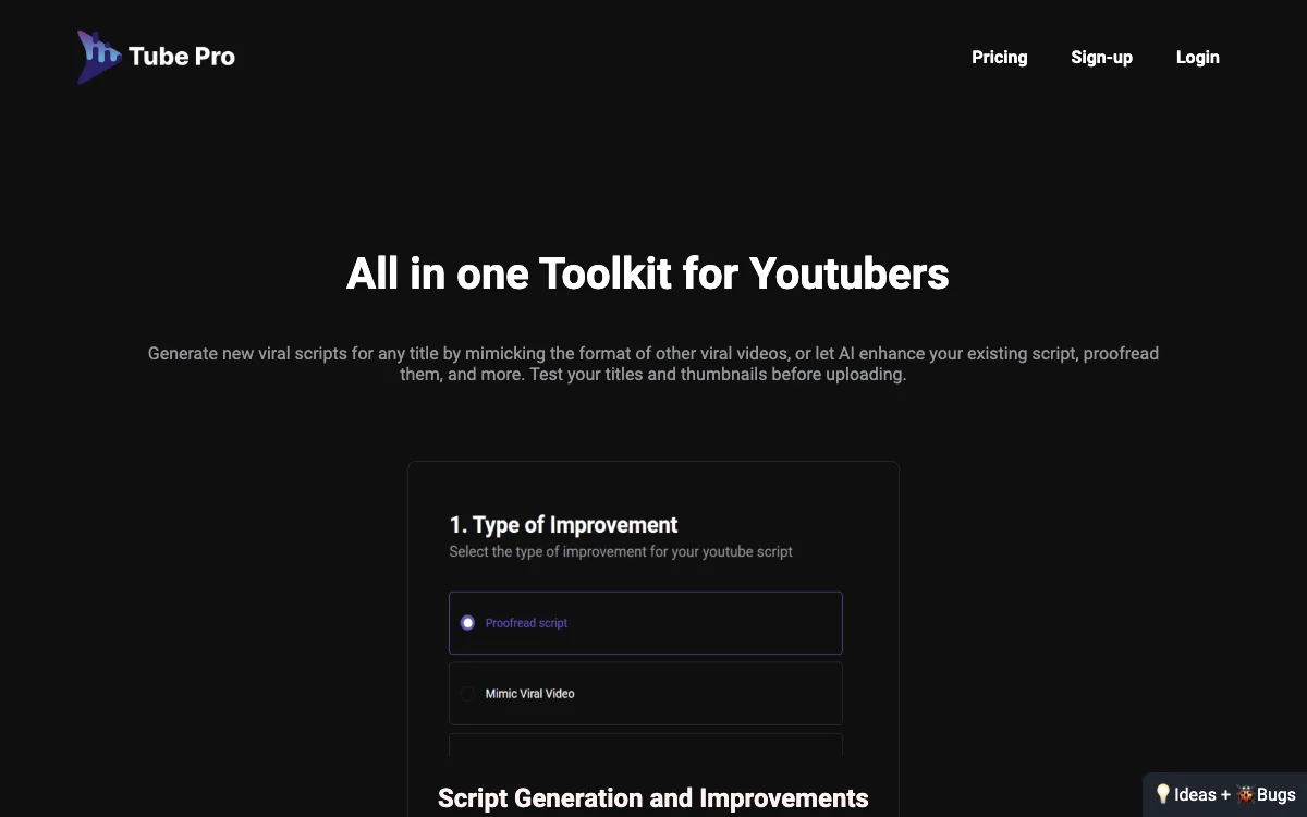 Tube Pro: The AI-Powered Toolkit for Youtubers' Success