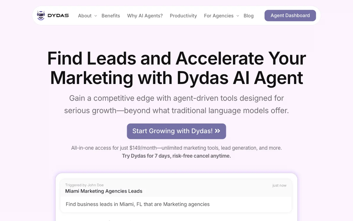 Dydas AI Agent - Tăng Năng Suất Tiếp Thị