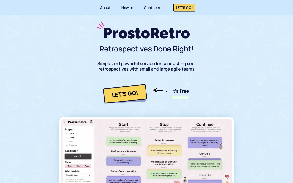 ProstoRetro: Free Online Retrospectives for Agile Teams