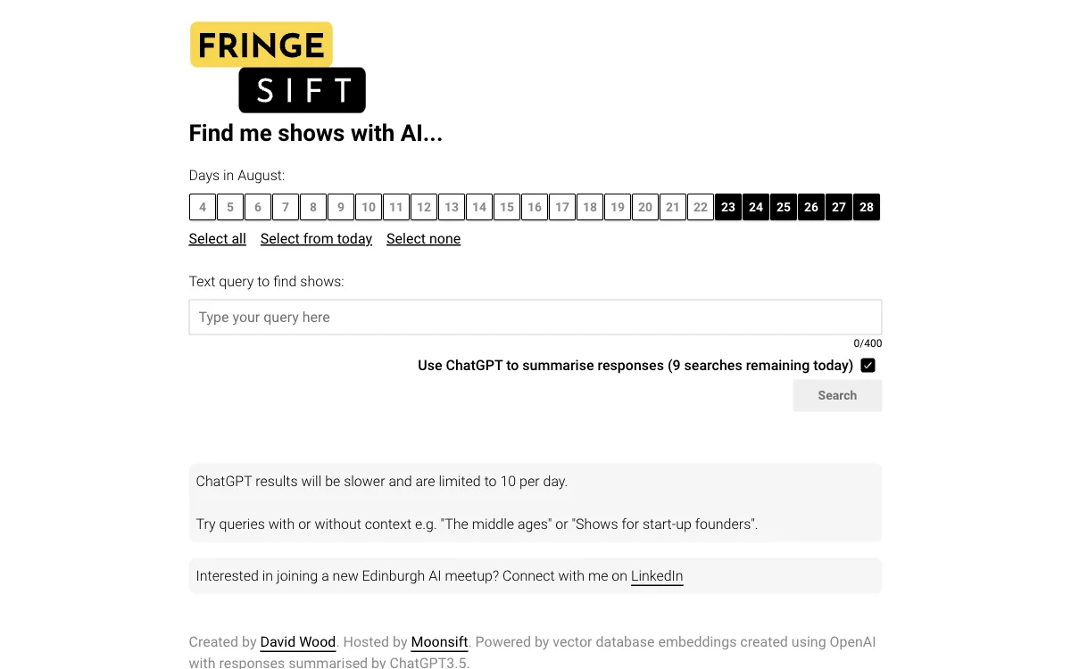 FringeSift: Unleashing the Power of AI for Show Discovery