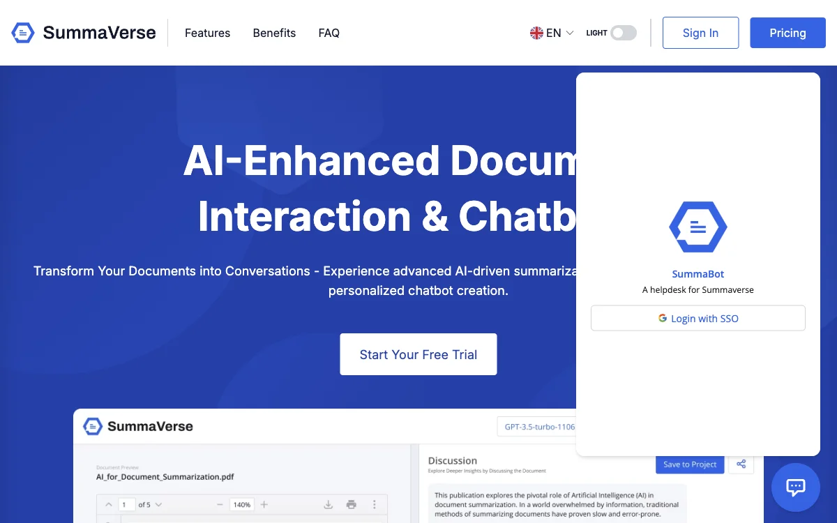 SummaVerse: Unleashing AI's Potential in Document Analysis & Chatbots