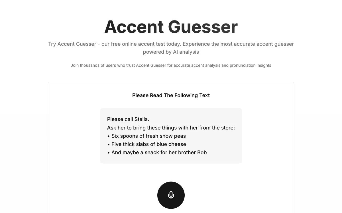 Accent Guesser - Kiểm tra giọng nói miễn phí với AI