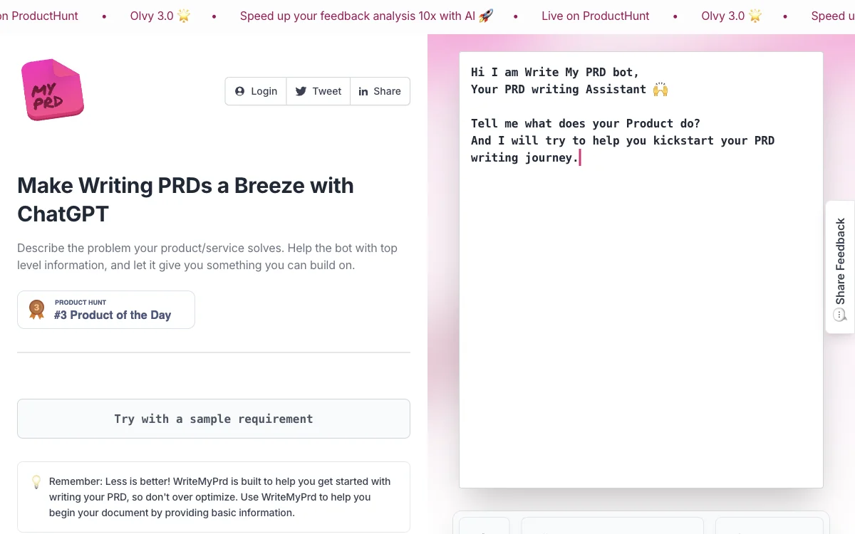 WriteMyPrd: AI-Powered PRD Writing Assistant for Easy Document Creation