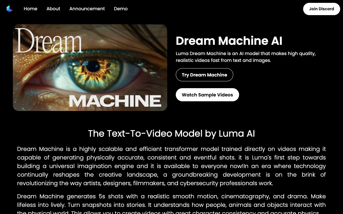 Dream Machine AI：免费试用 Luma AI 视频生成器