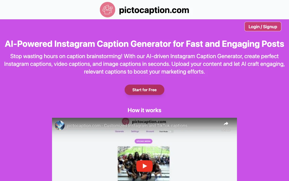 AI-Generated Instagram Captions - pictocaption.com: Fast and Engaging Image & Video Captions