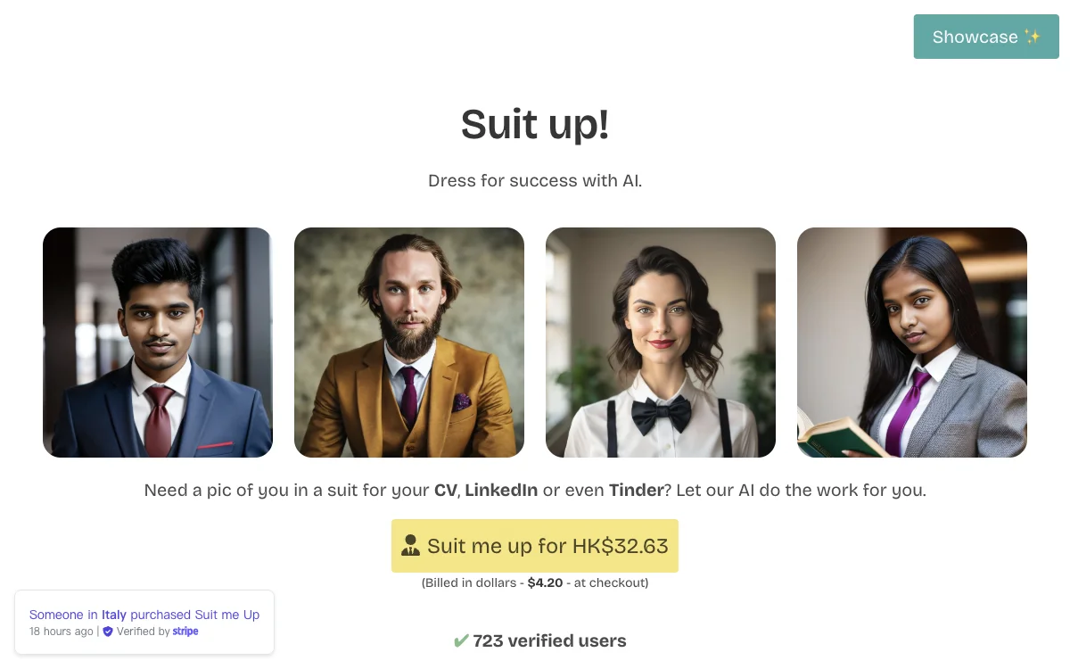 Suit Me Up - AI-Powered Professional Headshots for Success