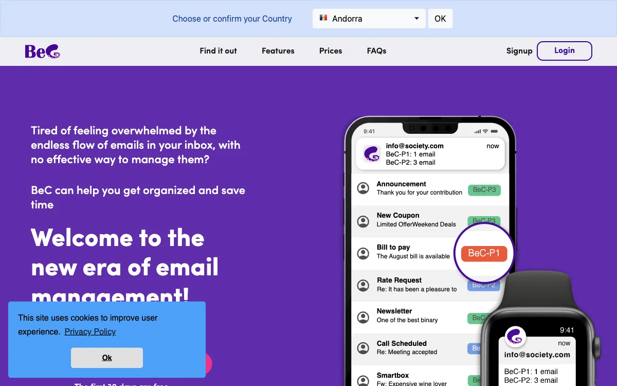 BeC: AI-Powered Email Management for Time Savings and Organization