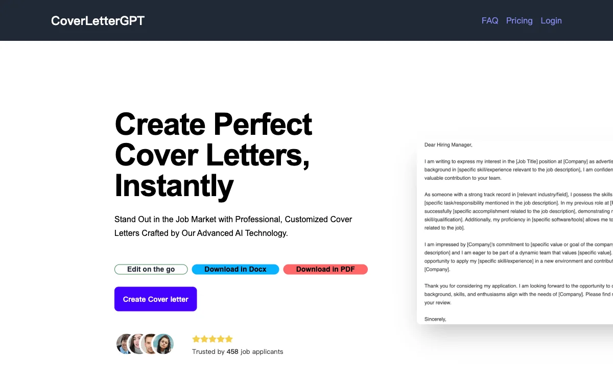 CoverLetterGPT：AI驱动的求职信生成器